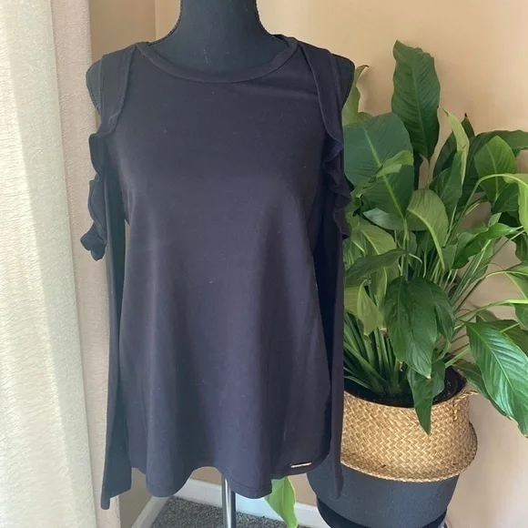 Michael Kors Ruffle Cold Shoulder Top - Picture 1 of 4